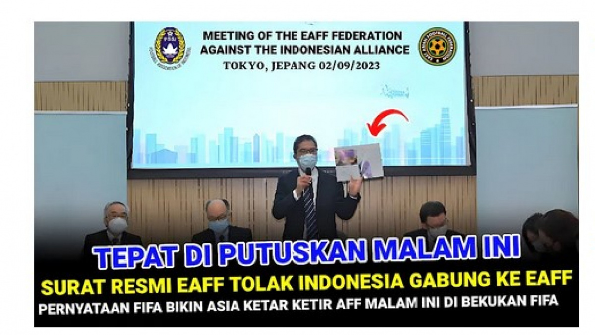 Video salah (X) tentang surat pernyataan dari EAFF, baca spanduk dengan makna kalimat yang bikin geli [[screenshot YouTube].]