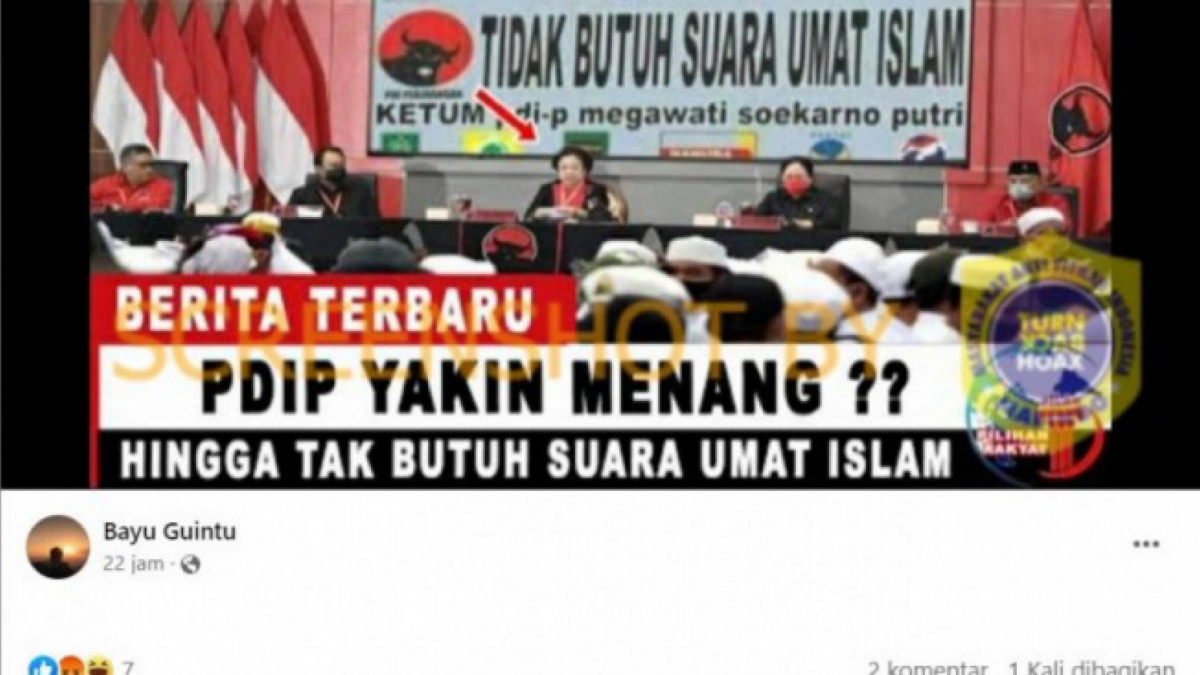 Benarkah Megawati Soekarnoputri sebut PDIP tak butuh suara umat Islam. [[Facebook/Bayu Guintu]]