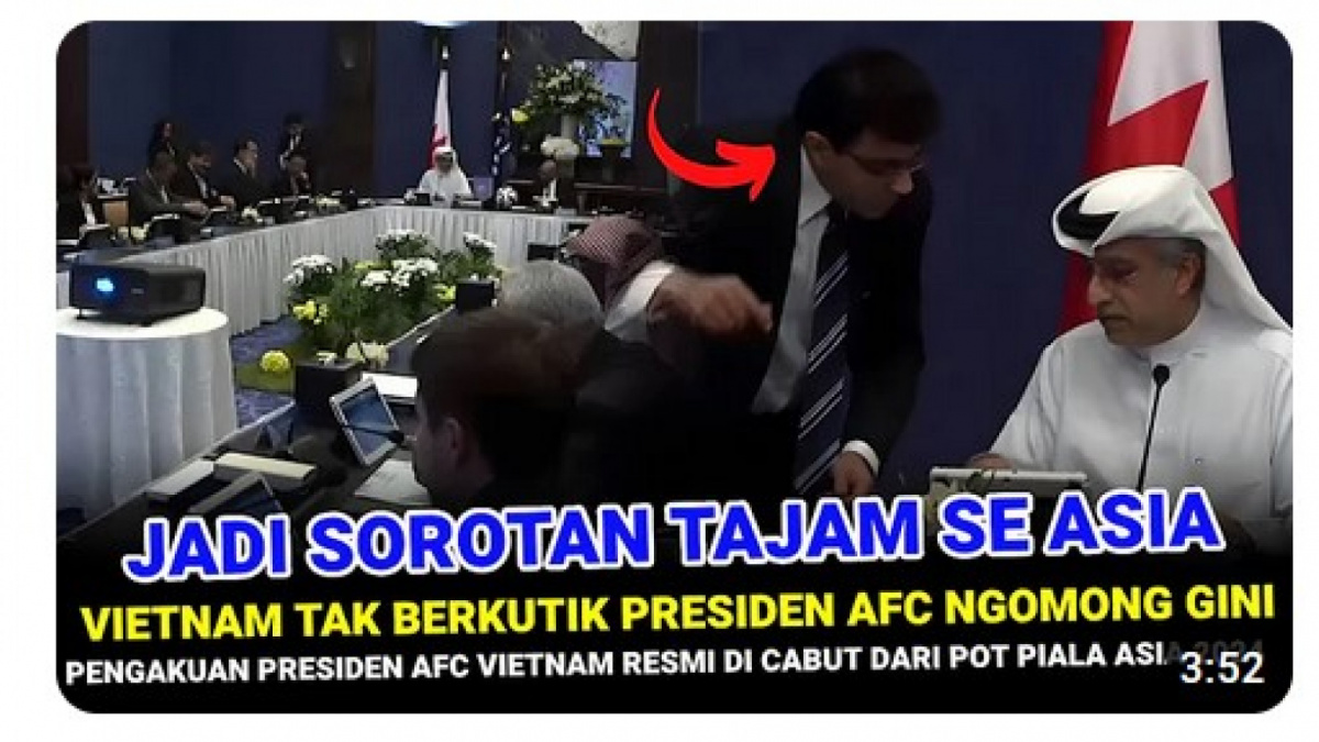 Video salah (X) soal AFC cabut Vietnam dari POR Piala Dunia 2024 [[screensot YouTube].]