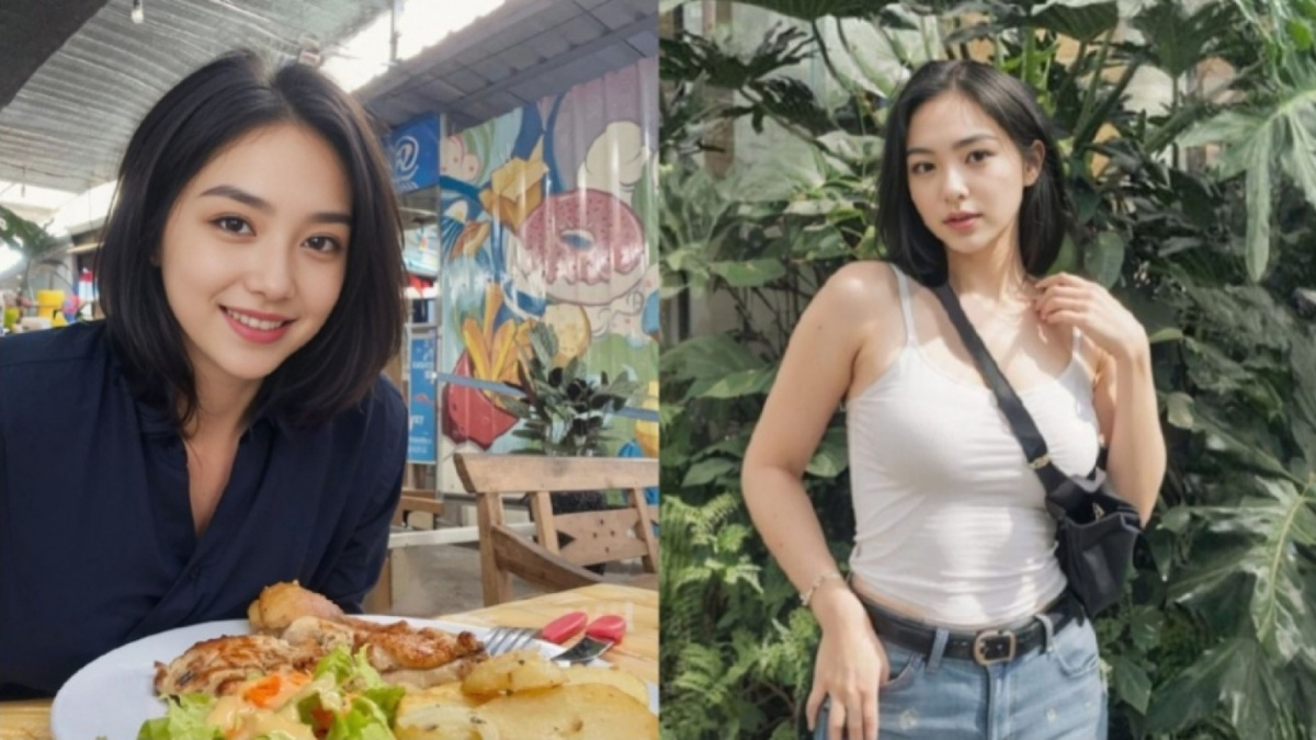 Kolase Profil Lentari van Lorainne, perhatikan tank-top putih yang dikenakan ini senada milik Wulan Guritno di foto utama [(Instagram/lentaripagi)]