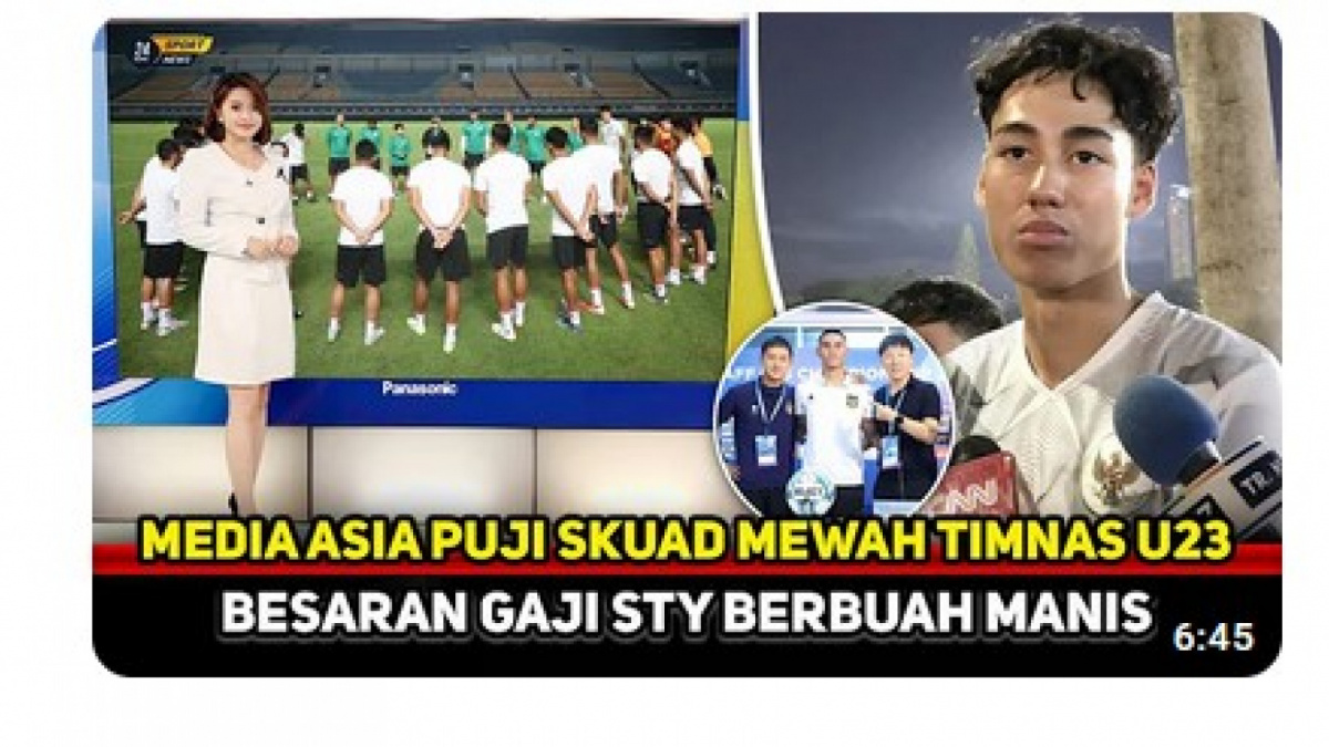 Video salah (X) tentang puja-puji media Asia yang menyebutkan Timnas Indonesia U-23 mewah dengan pemain naturalisasi [[screenshot YouTube].]
