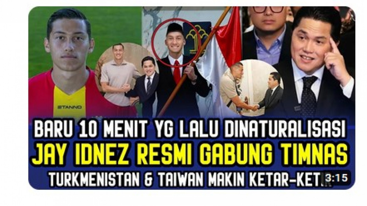 Video salah (X) Jay Idzes sudah dinaturalisasi [[screenshot YouTube].]