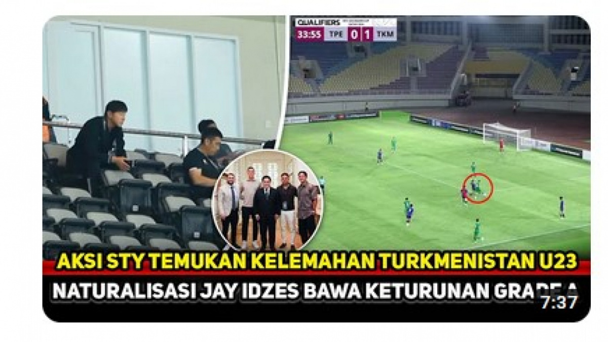 Video salah (X) yang menyebutkan Jay Idzes akan turun lawan Turkmenistan [[screenshot YouTube].]
