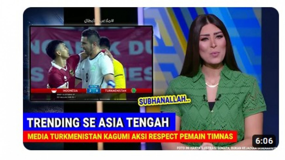 Video salah (X) soal Timnas Indonesia trending di Turkmenistan [[screenshot YouTube].]