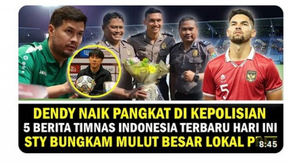 Video tidak benar (X) yang menyatakan Dendy Sulistyawan auto naik pangkat karena Timnas Indonesia menang [[screenshot YouTube].]