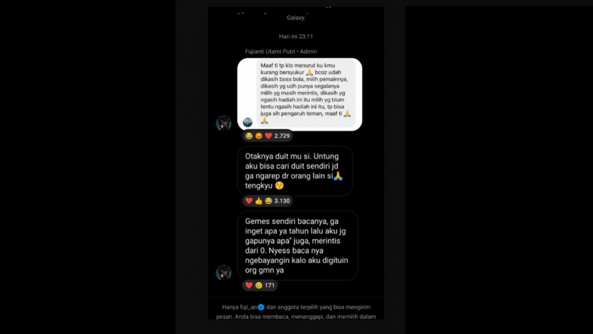 Postingan Fuji membela Asnawi Mangkualam [(Instagram)]