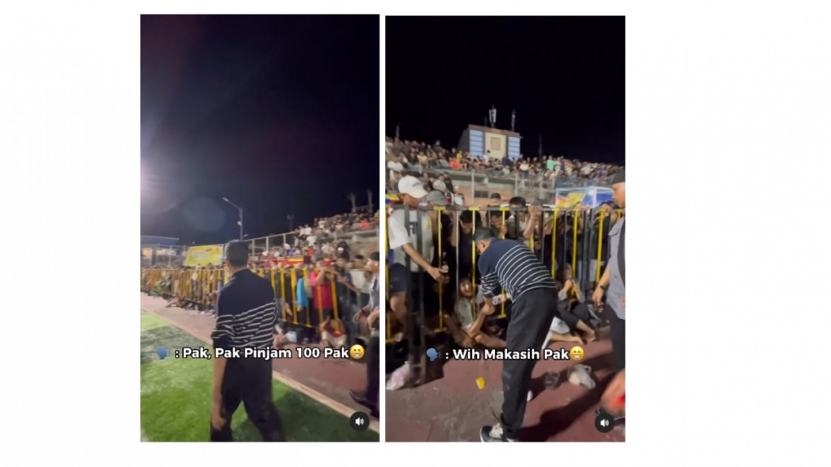 Tangkapan layar ketika Rahmad Mas'ud memberi uang kepada penonton. [[Instagram/rrahmadmasud]]