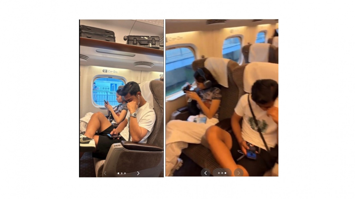 Potret Pratama Arhan dan Azizah Salsha saat duduk bersebelahan. [[TikTok/girls_blooming]]