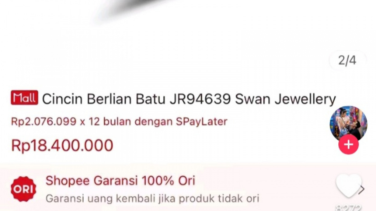 Harga cincin emas berlian Marshella Aprilia yang diduga pemberian Pratama Arhan [(TikTok/@couple__aa20)]