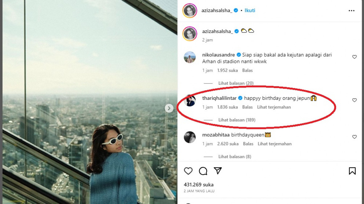 Ucapan selamat ulang tahun Thariq Halilintar ke Azizah Salsha banjir hujatan [(Instagram)]
