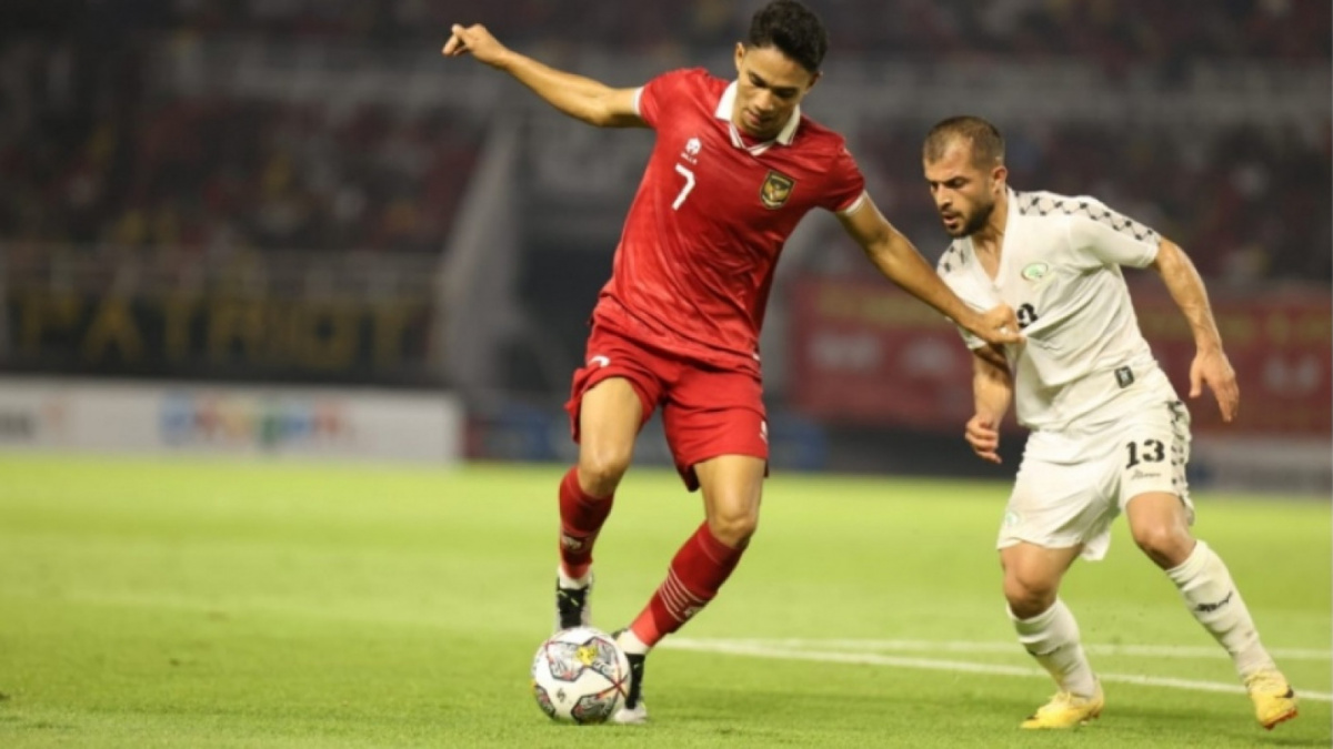 Penampilan Marselino Ferdinan saat bertanding melawan Palestina di FIFA Matchday 2023 Juni [(pssi.org)]