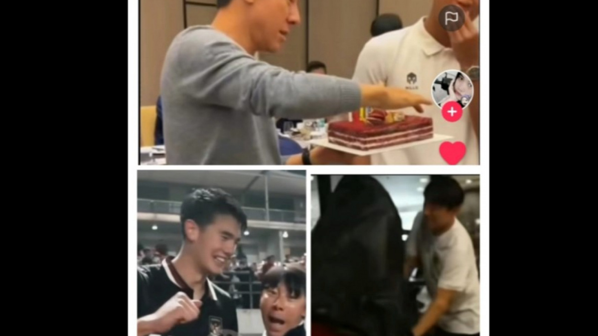 Berbagai momen canda Coach Shin Tae-yong yang layak menjadi bapaknya Timnas Indonesia [[screenshot TikTok repost happykiyowo_ , kolase Metro Suara.com/SamarKarma]]