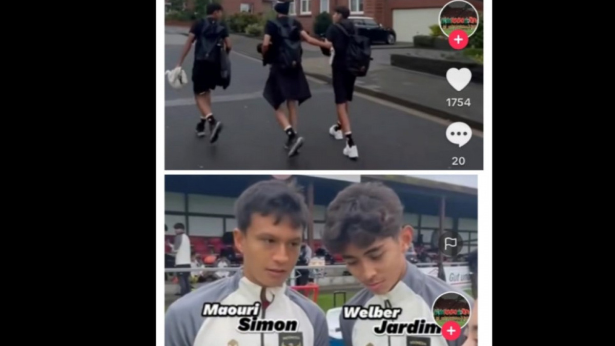 Dua pemain Timnas Indonesia U-17, Maouri Simon dan Welber Jardim [[screenshot TikTok Oxana, kolase Metro Suara.com/SamarKarma].]