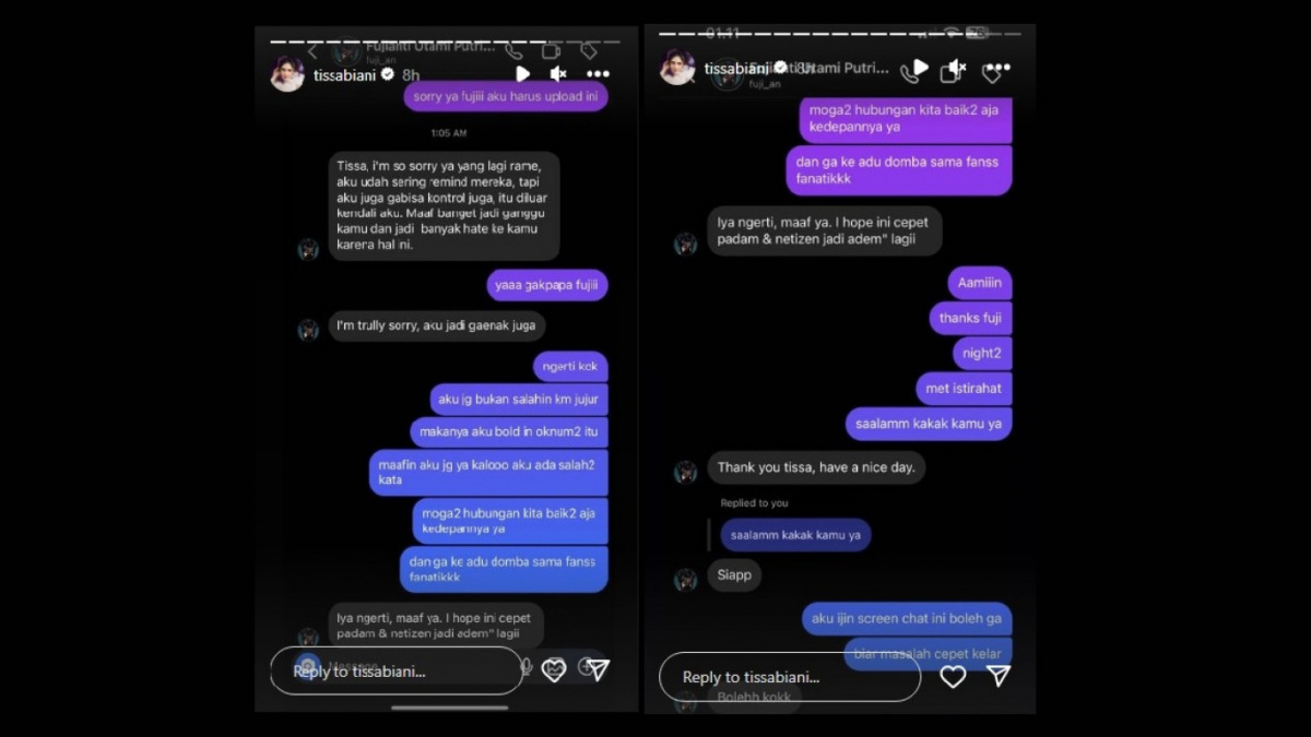 Unggahan Instagram Story Tissa. [[screenshoot]]
