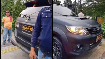 Viral Diduga Mobil Polisi Terobos Lampu Merah hingga Tabrak Pengendara Sepeda Motor, Publik: Oknum Lagi?