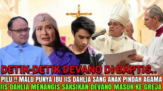 CEK FAKTA: Detik-detik Devano Danendra Dibaptis, Iis Dahlia Nangis Histeris Saksikan Anaknya Masuk ke Gereja