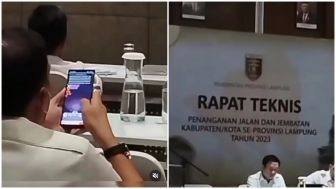 Kacau! Lagi Rapat Penanganan Jalan Rusak, Pejabat Lampung Malah Terciduk Main Game