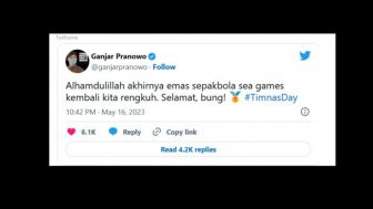 Kirim Ucapan Selamat Timnas Indonesia Juara Sepak Bola SEA Games 2023, Ganjar Pranowo Dapat Sambutan "Hangat" Netizen