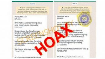 CEK FAKTA: Benarkah Ada Bantuan BPJamsostek Senilai Rp 27 Juta yang Disampaikan Lewat WhatsApp?