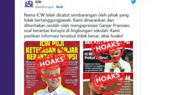 CEK FAKTA: Pihak Tak Bertanggung Jawab Comot Nama dan Logo ICW untuk Bikin Poster Ganjar Pranowo Dipuji Berantas Pungli Sekolah di Jawa Tengah