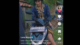 Pakai Kain Kebaya, Luna Maya Pamerkan Kecanggihan Geber Sepeda Motor Bebek di Trek Off-Road