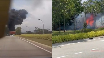 Ngeri! Detik-Detik Pesawat Malaysia Jatuh di Jalan Terekam Kamera Dasbor Mobil Warga