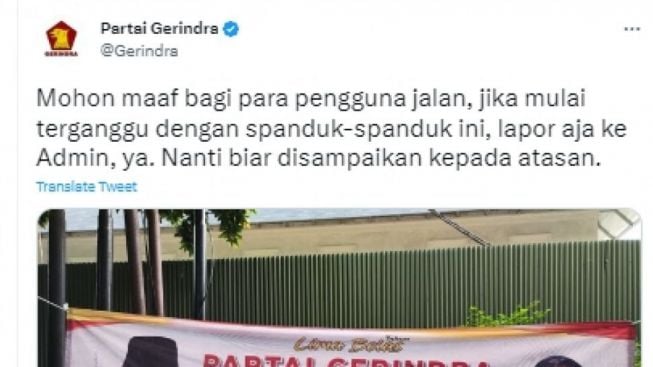 Viral Admin Twitter Gerindra Disuruh Copot Baliho Puan Maharani: Masa Garuda Takut Sama Banteng?