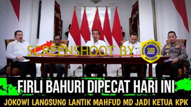CEK FAKTA: Jokowi Tunjuk Mahfud MD Jadi Ketua KPK Gantikan Firli Bahuri