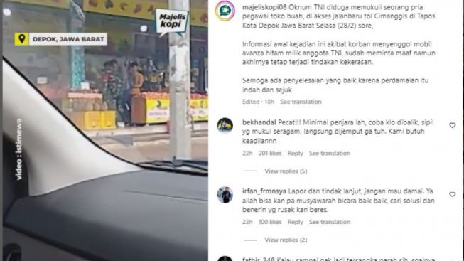 TNI AD Akui Anggotanya Pelaku Pemukulan Warga Sipil di Toko Buah Depok