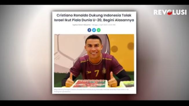 CEK FAKTA: Astaga, Cristiano Ronaldo Dukung Indonesia Tolak Israel Ikut Piala Dunia U-20 sampai Lelang Sepatu untuk Bikin Sekolah di Palestina?