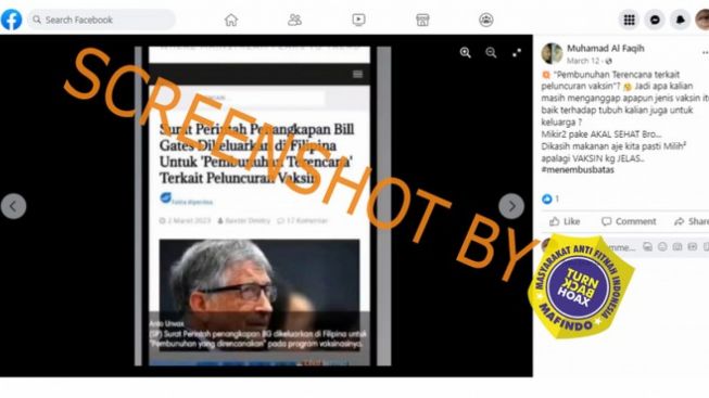 CEK FAKTA: Pemerintah Filipina Keluarkan Surat Penangkapan untuk Bill Gates karena Pembunuhan Berencana Melalui Vaksin?