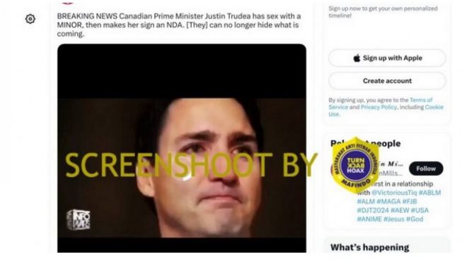 CEK FAKTA: Perdana Menteri Kanada Justin Trudeau Melakukan Hubungan Intim  dengan Anak Di Bawah Umur?