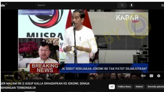 CEK FAKTA: Benarkah JK Melakukan Kebohongan dan Dihadapkan kepada Presiden Joko Widodo?