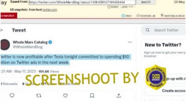 CEK FAKTA: Apa Betul Twitter Dapat Untung dari Tesla?