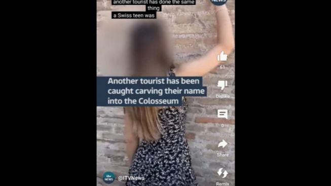 Viral Turis Bikin Grafiti di Colosseum Roma,  Silakan Berhadapan dengan Hukuman Berat yang Sudah Menunggu
