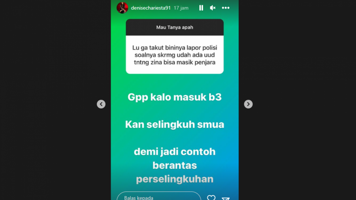 Tangkapan Layar instastory Denise [[Instagram]]
