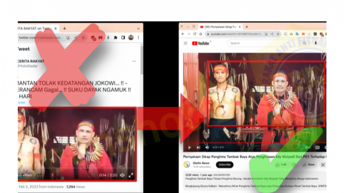 Tangkapan layar video berisi klaim Suku Dayak ngamuk tolak kedatangan Jokowi hingga IKN terancam gagal. [IST]