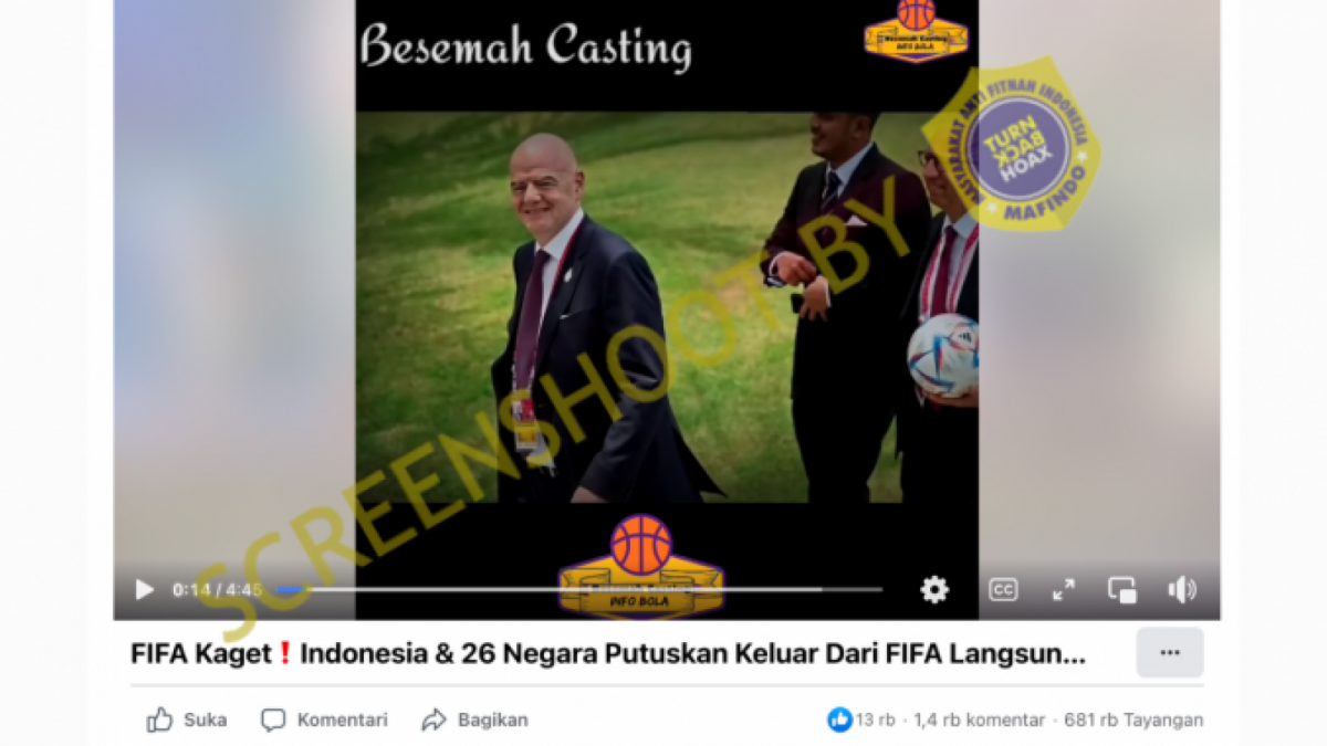 Cek Fakta: Indonesia dan 26 negara keluar dari FIFA, benarkah?