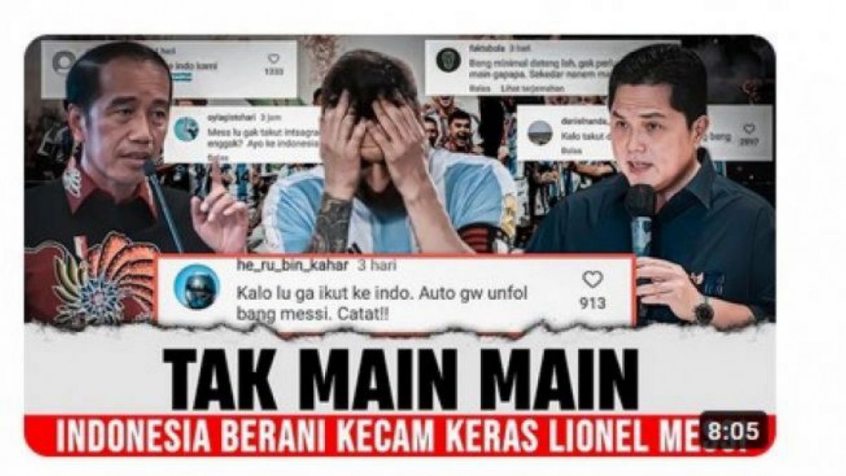 Cek Fakta: Indonesia kecam Lionel Messi buntut absen FIFA Matchday Timnas Indonesia vs Argentina. (Youtube)
