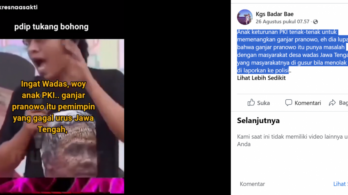 Anak Keturunan PKI Teriak-teriak Menangkan Ganjar Pranowo di Pilpres 2024, Benarkah? [Facebook]
