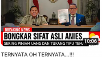 CEK FAKTA: Terbongkar! Ternyata Begini Sifat Buruk Anies Baswedan Versi Sandiaga Uno