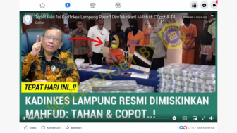 CEK FAKTA: Kadinkes Lampung Dimiskinkan, Mahfud MD: Copot dan Tahan!