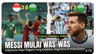 Cek Fakta: Timnas Indonesia Cukur Arab Saudi 3-0, Lionel Messi Jadi Was-was, Benarkah?