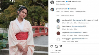 Azizah Salsha Posting Foto Pakai Kimono, Komentar Bucin Pratama Arhan Bikin Baper Warganet: Cieee