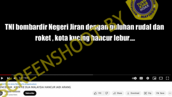 CEK FAKTA: Pasukan TNI Bombardir Malaysia dengan Rudal dan Roket, Kota Kucing Hancur Lebur