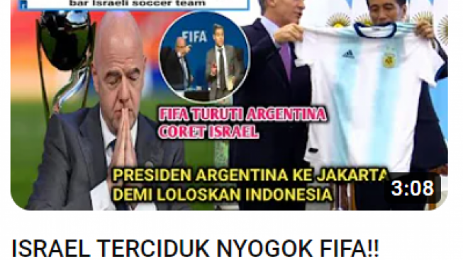 Cek Fakta: Israel Sogok FIFA! Argentina Bantu Indonesia Lolos ke Piala Dunia U-20, Benarkah?