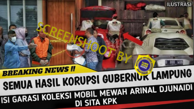 CEK FAKTA: Koleksi Mobil Mewah Hasil Korupsi Gubernur Lampung Arinal Djunaedi Disita KPK, Benarkah?