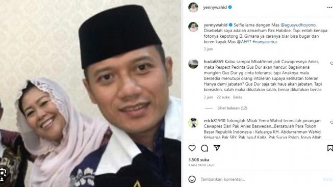 Namanya Masuk Bursa Cawapres Anies, Yenny Wahid Putri Gus Dur Posting Foto Bersama AHY