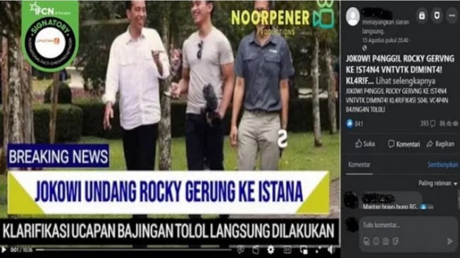 Cek Fakta: Minta Langsung Klarifikasi Ucapan yang Viral, Jokowi Panggil Rocky Gerung ke Istana