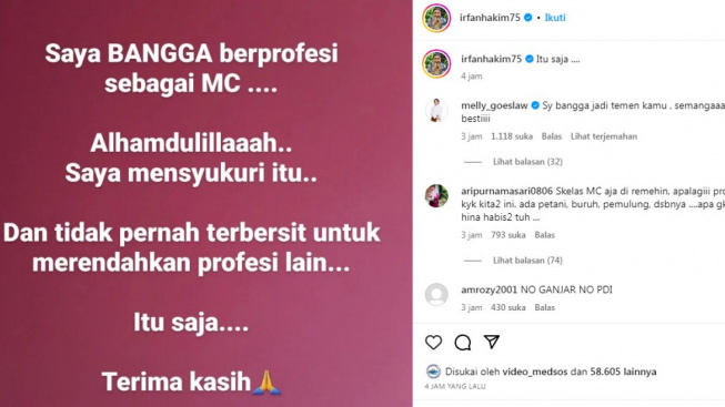 Singgung Bangga Jadi MC, Postingan Irfan Hakim Tuai Pro Kontra, Dituding Netizen Sindir Ganjar Pranowo
